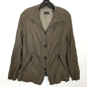 Samoon By Gerry Weber Women Button Up  Jacket Sz 18 Taupe Lightweight Zip Pocket